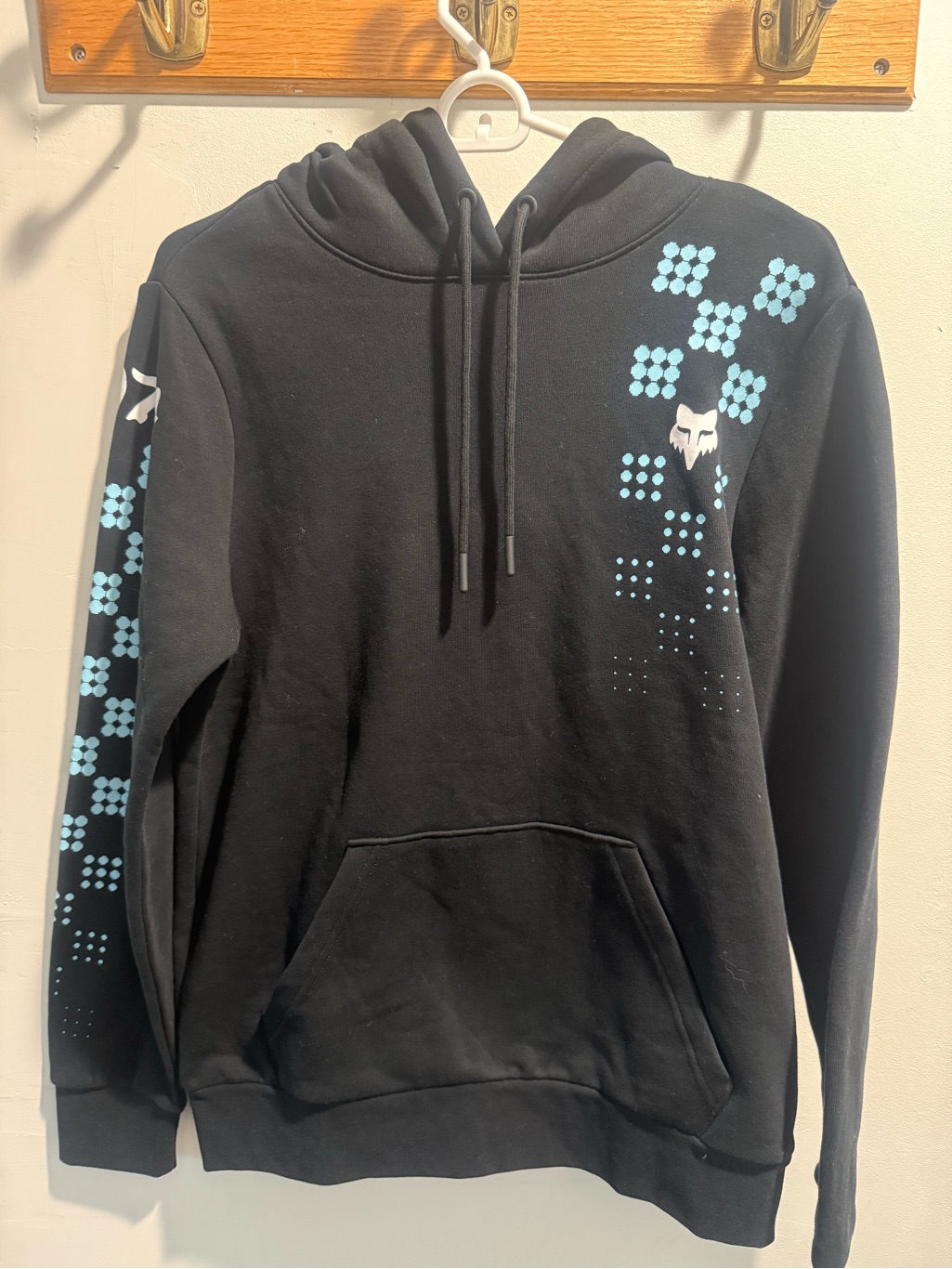 Fox Black Hoodie With Light Blue Geometric Prints